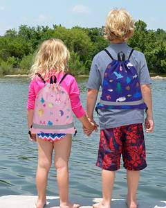 Promosyon özelleştirilmiş su geçirmez mavi çocuk çift omuz İpli çanta özel İpli sırt çantası - Product Image 5