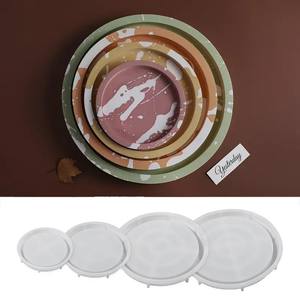 Bandeja redonda molde de silicona <span class=keywords><strong>DIY</strong></span> yeso cemento impresión hecha a mano bandeja de almacenamiento maceta Base molde de fundición decoración del hogar - Product Image 4