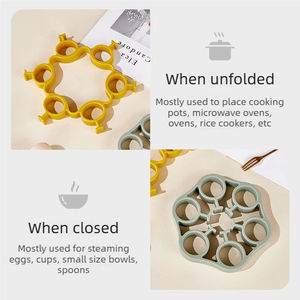 Tampon isolant en silicone résistant aux hautes températures pour la cuisson à la <span class=keywords><strong>vapeur</strong></span> des œufs et la soupe/marmites Pot d'artefact d'œuf antidérapant épaissi - Product Image 6