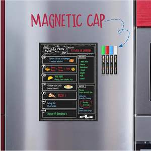 <span class=keywords><strong>Tableau</strong></span> de menu magnétique effaçable à sec de forme rectangulaire, planificateur de repas hebdomadaire pour réfrigérateur, <span class=keywords><strong>tableau</strong></span> <span class=keywords><strong>noir</strong></span>, liste d'épicerie, bloc-notes pour <span class=keywords><strong>cuisine</strong></span> et réfrigérateur - Product Image 2