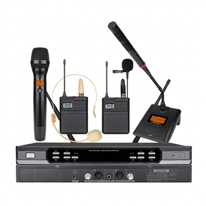 HP-3000 ระบบไมโครโฟนไร้สายแบบสองช่องสัญญาณน้ำหนักเบาแบตเตอรี่ AA ขั้วต่อ XLR ควบคุมระดับเสียงเซ็นเซอร์อินฟราเรดคาราโอเกะ - Product Image 1