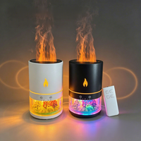 Humidificateur de bureau USB avec lumière LED 7 couleurs, diffuseur d'arômes à simulation de flamme micro-paysagère, brumisateur pour aromathérapie à domicile