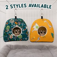 Nid de tente yourte en coton pour hamster et animal volant, avec cadre en éponge, cage suspendue, doublure polaire, motif dessin animé, clip métallique 8,7 po/22 cm