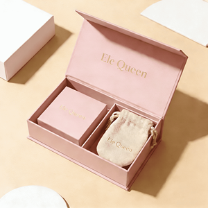 Magnetic Closure Luxury Jewelry Packaging Set With <b>Gift</b> <b>Box</b>, <b>Small</b> Jewelry <b>Box</b> And Velvet Pouch For Branded Gifting - Product Image 1