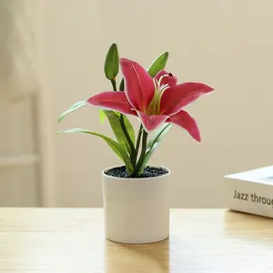 Maceta Pequeña <span class=keywords><strong>de</strong></span> Plástico Blanca <span class=keywords><strong>de</strong></span> Alta Calidad con Flor Artificial <span class=keywords><strong>de</strong></span> Lirio <span class=keywords><strong>Cala</strong></span> Oriental para Graduación - Product Image 3