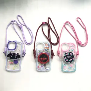 Airbag Shell Mirror Lanyard Cell Phone Case for iPhone