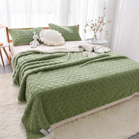 Chine Usine Super Doux Sherpa Fuzzy Flanelle Polaire Laine Double Face Chaud Hiver Confortable Fuzzy Jeter Couverture avec Corderito