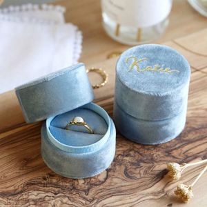 Jewelry Packaging in Blue Valentine's Day Wedding Ring <b>Velvet</b> <b>Box</b> - Product Image 1