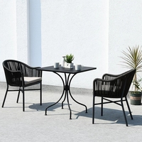 Ensemble de table et de chaises de salle à manger d'extérieur modernes en alliage d'aluminium et en osier - Imperméable, durable, garantie de 3 ans pour les hôtels