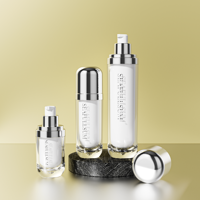 Ensemble d'Emballages Cosmétiques Luxe en Plastique Argenté et Acrylique : Conteneurs à Lotion et Pots Airless 30-120ml 50g 30g
