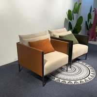 Fauteuil d'appoint en tissu de style nordique avec structure métallique, chaise de détente individuelle avec coussin pour salon et hôtel