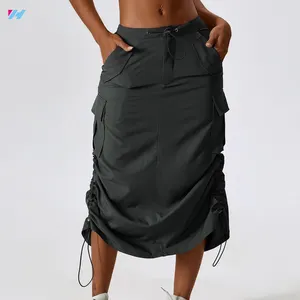 Wholesale Custom Women Y2K Midi Long Sport Cargo Skirt With Pockets