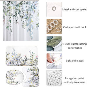 Cortina de Baño con Diseño Navideño, Alfombra Antideslizante para Inodoro, Cortina de <span class=keywords><strong>Ducha</strong></span> Impermeable - Product Image 3