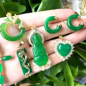 สร้อยคอหยก<span class=keywords><strong>ผู้หญิง</strong></span>ลัคกี้ชาร์ม จี้หยกพระพุทธรูป หยกธรร<span class=keywords><strong>ม</strong></span>ชาติสีเขียว 18kgp จี้นำโชค สร้อยคอ Dr - Product Image 2