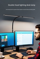 Lampe de bureau à clip à double tête à col de cygne moderne, protection des yeux, LED, télécommande, hauteur réglable, lampe de bureau pour dortoir, ordinateur
