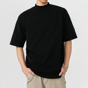 Wholesale Luxury Tee Blank Plain <strong>Turtleneck</strong> <strong>Men's</strong> T-shirt Drop Shoulder Thick Wide Collar Oversized Casual Solid Custom t Shirt - Product Image 2