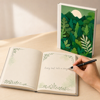 Waldgrünes Papierschnitt-Botanik-Cover Extra Dickes Kartonpapier Sojatinte Beschreibbare Seiten Individuelles Hardcover-Notizbuch Druck