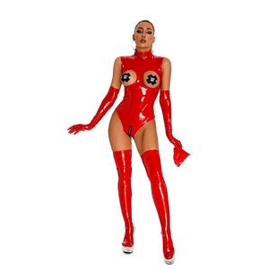 MOGlovers <span class=keywords><strong>Combinaison</strong></span> Zentai / Catsuit <span class=keywords><strong>en</strong></span> <span class=keywords><strong>Latex</strong></span> PU à fort rebond, avec entrejambe ouvert à fermeture éclair, style Punk Sexy, sous-vêtement de club pour femme - Product Image 3