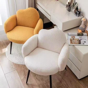 Fauteuil d'appoint moderne en velours Teddy avec pieds en métal pour chambre à coucher, salle de maquillage, salon, salle à manger - Product Image 2