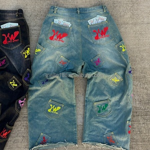 Fabricant de jeans pour hommes sur mesure, impression DTG, multi-poches, style vintage, denim délavé, effet usé - Product Image 4
