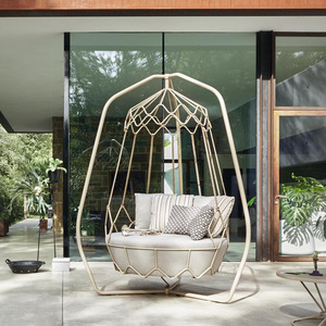 Fauteuil suspendu en fer forgé pour balcon, jardin, terrasse, style 'Internet Celebrity', avec support de canapé, pour extérieur individuel ou villa - Product Image 4