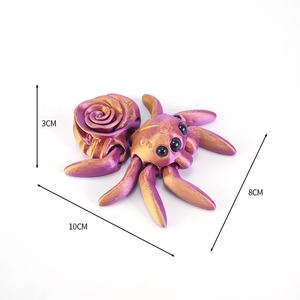 Araignée-rose articulée imprimée en 3D, en PLA et soie, jouet cadeau Kawaii, décoration de bureau, breloque de sac à main, accessoire - Product Image 2