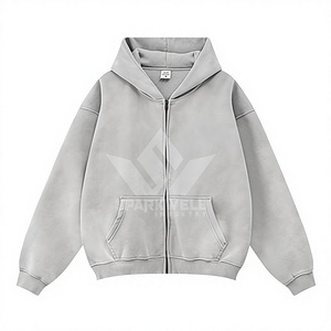 Sweat à capuche gris en molleton de coton pour homme, coupe oversize, couleur unie, manches classiques, décontracté, hiver, avec poches, respirant, service OEM - Product Image 1