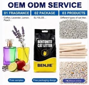 BENJIE OEM Vente en gros de litière pour chat en argile bentonite de qualité supérieure, 5L, à forte absorption des odeurs, agglomérante, divers parfums - Product Image 4