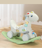 Cheval à Bascule pour Enfants, Jouet Animal à Chevaucher, Cheval Trojan 2-en-1, Chaise Confort Bébé Amovible et Coulissante