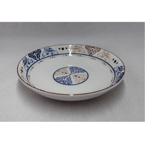 Assiette à dîner en céramique blanche et bleue de luxe écologique en pierre de porcelaine mate de 10 pouces - Product Image 1