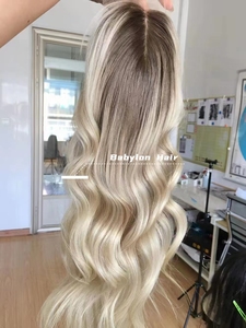 <span class=keywords><strong>Babylon</strong></span> Luxury Ombre Blonde Color Silk Base Topper Lace Base Hairpiece Toupees Kosher Remy Human Hair Topper - Product Image 6