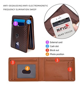 Luxury Slim Carbon Fiber Wallet for Boys Girls Minimalist Open Front Pocket Design RFID Blocking Card Holder Money Clip Made PU