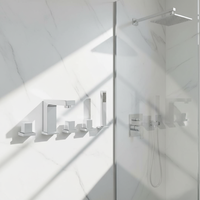 Robinet de douche et de baignoire 5 trous en laiton UPC de haute qualité, design contemporain, double poignée, chromé, économie d'eau, pour hôtel