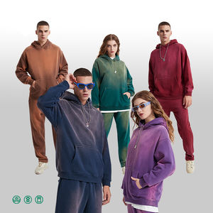 Coton Ras Du Cou Sweat Poids Lourd Goutte D'épaule Solide Impression Hoodies Unisexe Anti-Rétrécir Écologique Acide Délavé Lavage - Product Image 2