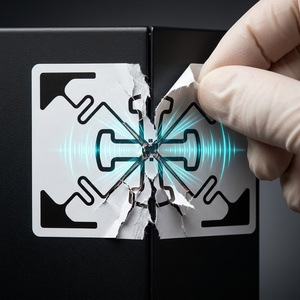 Etichetta RFID per beni fragili, etichetta UHF autodistruttiva antimanomissione 63mm X 43mm Monza 4QT per sigillo scatola archivio computer IT - Product Image 1