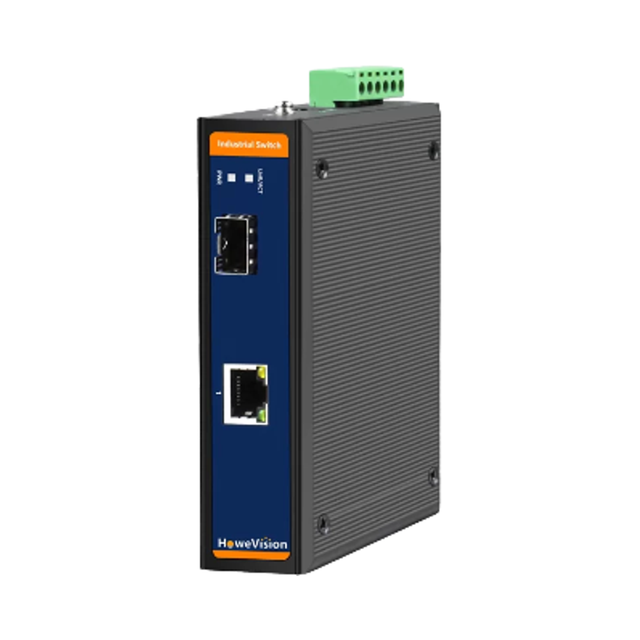 Durable DIN Rail Fast Ethernet Switch 2 Ports SFP Fiber & Ethernet Ports DC 12~52V Dual Power for Industrial Performance.