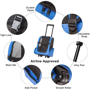 क्लासिक शैली पालतू यात्रा रोलिंग बैकपैक ठोस ऑक्सबर्ड सामग्री जिपर बंद लुभावनीय फोल्डेबल क्रट कुत्ते वाहक पहियों - Product Image 3