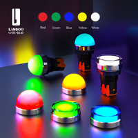 LANBOO 22mm IP65 Indicateur lumineux à courant élevé Illumination circulaire complète 9-220V AC/DC 25A Max Panneaux de commande ≤ 8mm Tête plate/dôme
