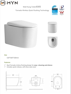 2025 filigrane AUS européenne tornade toilette murale toilette flottante <span class=keywords><strong>Wc</strong></span> complet sans monture un trou toilette suspendue au mur - Product Image 6