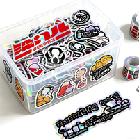 Autocollants personnalisés durables en vinyle holographique, imperméables, résistants à l'huile, irisés, découpés à la forme, avec code-barres, logo de dessin animé pour ordinateur portable, skateboard