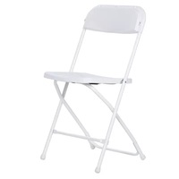 Chaise pliante en plastique blanc robuste Moon empilable avec structure en métal thermolaqué pour événements commerciaux