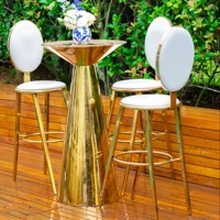 Banquet Location Événement Luxe Or Acier inoxydable Cruiser Cocktail Café pied haut Bar Tables