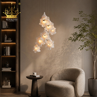 Lustre en céramique artisanal de luxe, luminaire suspendu moderne en porcelaine blanche pour villa, escalier, hall d'hôtel