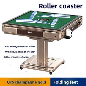 <span class=keywords><strong>Table</strong></span> de <span class=keywords><strong>Mahjong</strong></span> pliante automatique avec roulettes, design à bords biseautés électriques, pas besoin de pousser - Product Image 2