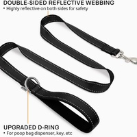 Laisse pour chien en nylon réfléchissant de qualité supérieure avec poignée rembourrée et anneau en D pour des promenades nocturnes en toute sécurité avec les races grandes, moyennes et petites