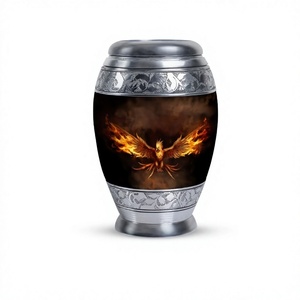 Urne funéraire en aluminium pour adultes pour cendres humaines, petite urne funéraire décorative oiseau Phoenix avec sac en velours gratuit - Product Image 1