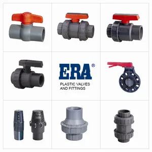 Pvc Valves And Fitting ERA Brand PVC Plastic Valves And Fittings High Quality Plastic Fitting Red Handle PCS Ball Valve With Stainless Steel Handle