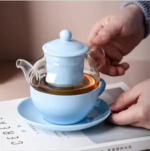 OEM कस्टम मुद्रित बहुरंगी आधुनिक चीनी मिट्टी के साथ संयुक्त चायदानी कप