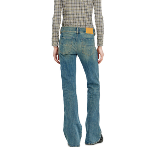 Wholesale Women High Rise Slim Bootcut Flare Jean Y2K Vintage Full Washed Organic Cotton <b>Denim</b> Pants Natural Faded Retro Trouser - Product Image 3