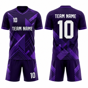 ชุดยูนิฟอร์มฟุตบอลแบบกำหนดเอง เสื้อและกางเกงขาสั้น ระบายอากาศ แห้งเร็ว ชุดทีม ผลิตจำนวนมาก มีหลายสีให้เลือก - Product Image 1